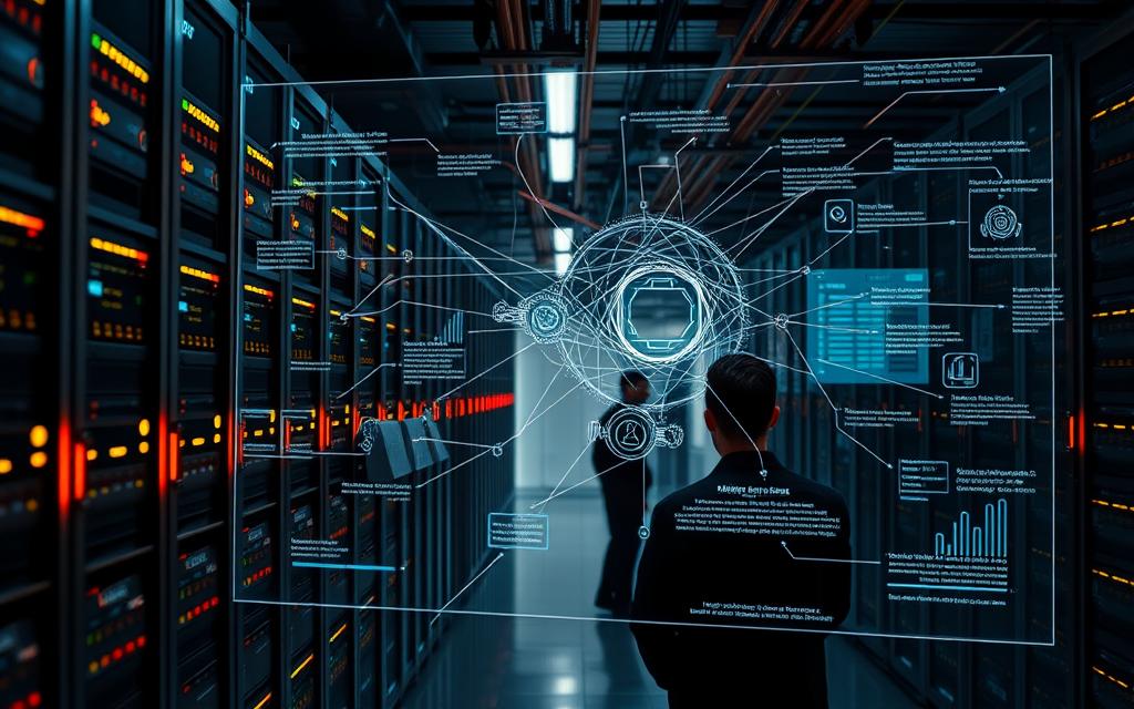 A bustling data center, illuminated by the soft glow of server racks and blinking indicator lights. In the foreground, a holographic display shows a complex web of database indexes, their relationships and trade-offs visualized through elegant data visualizations. The mid-ground features a team of data engineers, heads bent in concentration as they analyze the performance metrics and make adjustments to the indexing strategies. In the background, the vast expanse of the cloud infrastructure, with servers stretching out as far as the eye can see. The scene conveys the delicate balance and hidden costs of effective database indexing - a symphony of data, technology, and human expertise. A bustling data center, illuminated by the soft glow of server racks and blinking indicator lights. In the foreground, a holographic display shows a complex web of database indexes, their relationships and trade-offs visualized through elegant data visualizations. The mid-ground features a team of data engineers, heads bent in concentration as they analyze the performance metrics and make adjustments to the indexing strategies. In the background, the vast expanse of the cloud infrastructure, with servers stretching out as far as the eye can see. The scene conveys the delicate balance and hidden costs of effective database indexing - a symphony of data, technology, and human expertise.