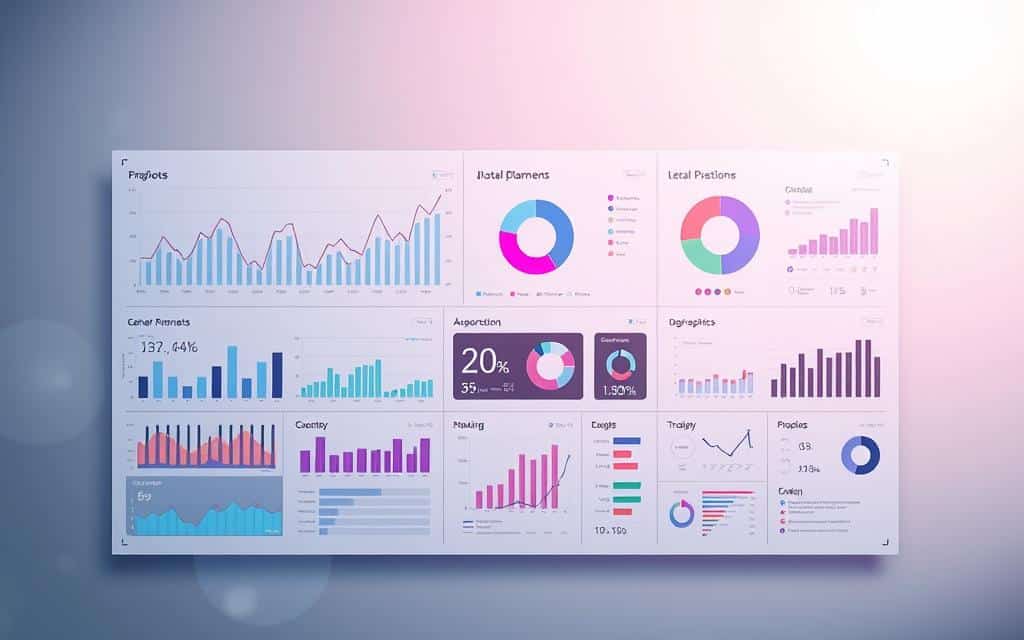 A sleek and modern business intelligence dashboard, showcasing a variety of data visualizations and insights against a clean, minimalist backdrop. Elegant line graphs, vibrant pie charts, and intuitive infographics are artfully arranged, providing a comprehensive overview of key performance indicators. Soft, diffused lighting creates a professional, high-tech atmosphere, while a subtle depth of field draws the viewer's eye towards the central dashboard display. The layout is balanced and carefully composed, with a focus on clarity and ease of interpretation, reflecting the power of transforming raw data into actionable business intelligence.