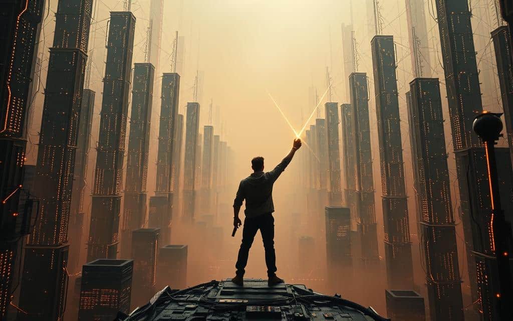 A vast, interconnected data landscape, with towering pillars of information stretching towards the sky. In the foreground, a figure stands triumphantly, wielding a glowing tool that emanates beams of light, symbolizing the breaking down of data silos. The background is shrouded in a hazy, ethereal mist, conveying the sense of a transformative, visionary process. Warm, golden-toned lighting illuminates the scene, creating a sense of hope and progress. The camera angle is elevated, providing a bird's-eye view that emphasizes the scale and complexity of the data ecosystem. The overall mood is one of empowerment, innovation, and the unlocking of previously siloed information. A vast, interconnected data landscape, with towering pillars of information stretching towards the sky. In the foreground, a figure stands triumphantly, wielding a glowing tool that emanates beams of light, symbolizing the breaking down of data silos. The background is shrouded in a hazy, ethereal mist, conveying the sense of a transformative, visionary process. Warm, golden-toned lighting illuminates the scene, creating a sense of hope and progress. The camera angle is elevated, providing a bird's-eye view that emphasizes the scale and complexity of the data ecosystem. The overall mood is one of empowerment, innovation, and the unlocking of previously siloed information.