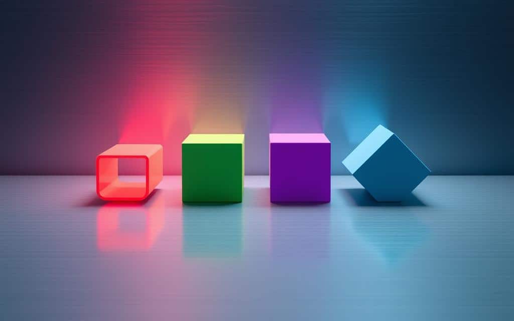 A clean, minimalist illustration depicting the four ACID properties - Atomicity, Consistency, Isolation, and Durability. The scene showcases a smooth, metallic surface with a subtle textural backdrop, evoking a sense of precision and technical elegance. Four distinct geometric shapes, each uniquely colored, represent the individual ACID principles. The lighting is soft and diffused, casting subtle shadows that accentuate the three-dimensional forms. The overall composition is balanced and visually striking, effectively conveying the key concepts of reliable database transactions.