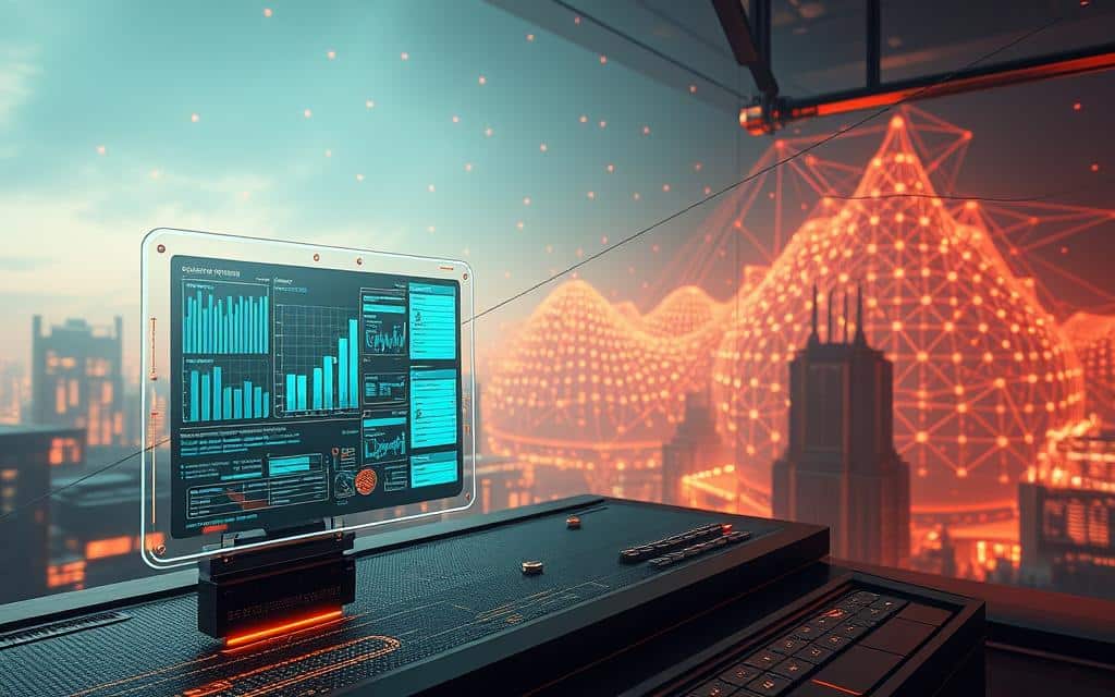 Astera Centerprise data profiling: a meticulously crafted digital landscape, where intricate data flows harmonize with sleek, modern interfaces. In the foreground, a holographic display showcases detailed data analysis, its crisp visuals illuminated by warm, focused lighting. The middle ground features a streamlined control panel, its intuitive design and touch-sensitive controls inviting the user to effortlessly navigate the data landscape. In the background, a vast, three-dimensional data visualization emerges, its dynamic, interconnected nodes pulsing with the rhythm of information. The atmosphere conveys a sense of precision, efficiency, and the seamless integration of technology with data-driven insights, perfectly encapsulating the power of Astera Centerprise's data profiling capabilities.