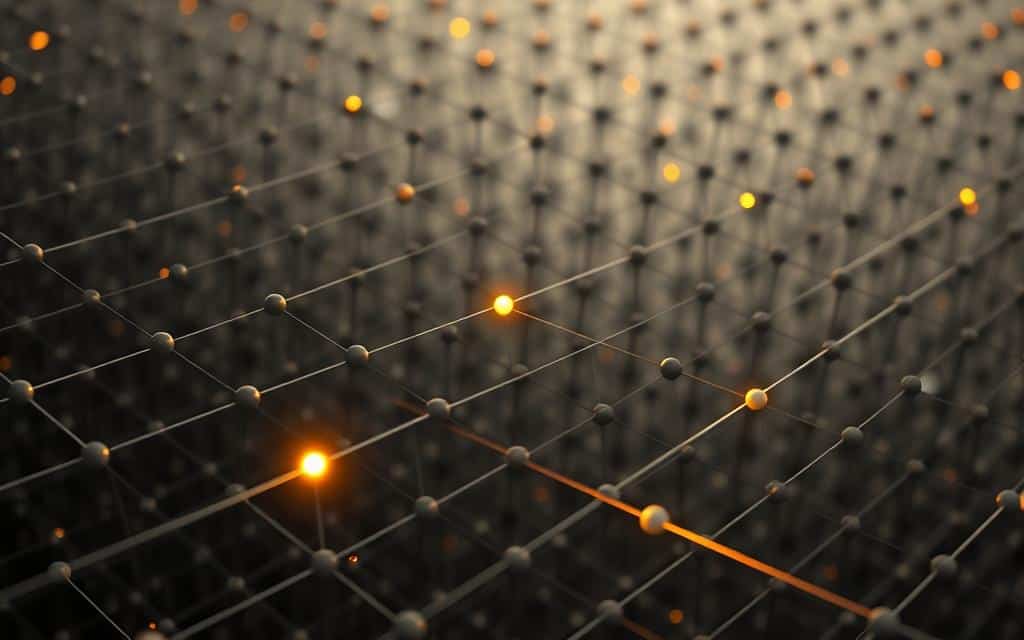 A close-up view of an abstract data structure, featuring a grid of interconnected nodes representing vectors in a high-dimensional space. The nodes are illuminated by a soft, directional light, casting subtle shadows and creating a sense of depth. The foreground showcases a query vector, highlighted with a warm glow, as it searches for its nearest neighbors across the grid. The middle ground displays the distance relationships between the query vector and its closest matches, visualized as glowing lines or paths. The background fades into a muted, ethereal haze, creating a contemplative, almost mystical atmosphere befitting the technical subject matter. A close-up view of an abstract data structure, featuring a grid of interconnected nodes representing vectors in a high-dimensional space. The nodes are illuminated by a soft, directional light, casting subtle shadows and creating a sense of depth. The foreground showcases a query vector, highlighted with a warm glow, as it searches for its nearest neighbors across the grid. The middle ground displays the distance relationships between the query vector and its closest matches, visualized as glowing lines or paths. The background fades into a muted, ethereal haze, creating a contemplative, almost mystical atmosphere befitting the technical subject matter.
