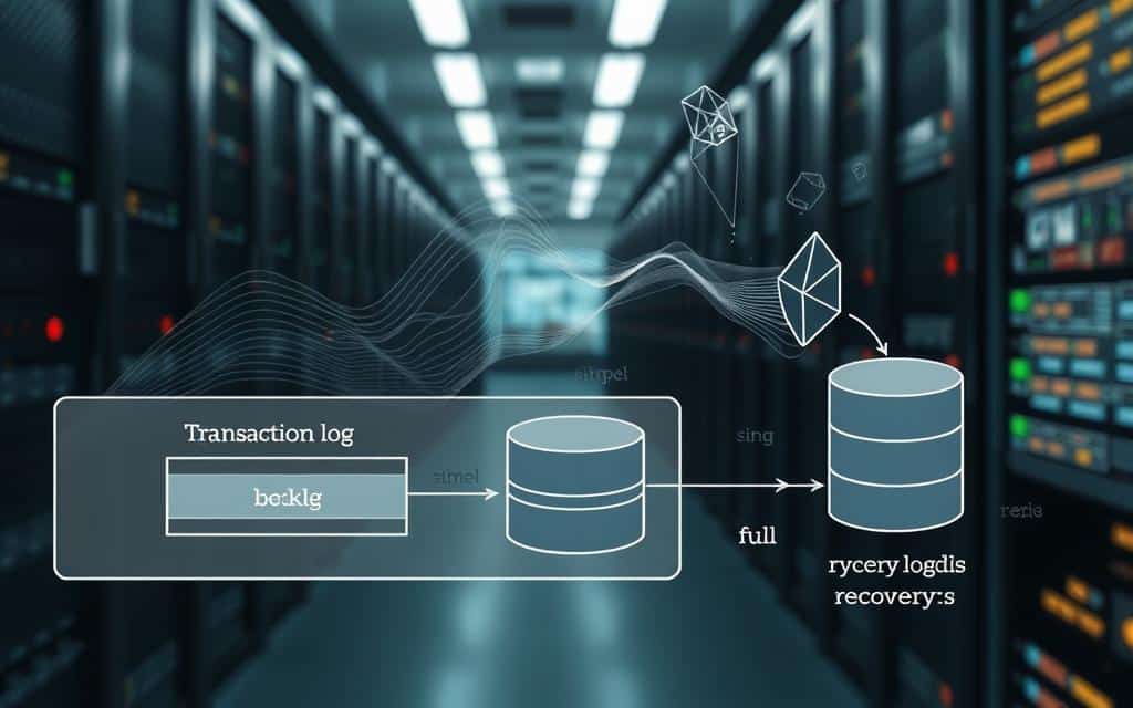 A detailed technical illustration of a recovery model, capturing the complex interplay of database transaction logs. In the foreground, a schematic diagram of the recovery model's core components - the active transaction log, the backup log, and the data files. Rendered with a precise, engineering-inspired aesthetic, using muted colors and crisp technical lines to convey the functional nature of the system. The middle ground features abstract representations of database operations, with flowing data streams and geometric shapes denoting the various recovery modes (simple, full, bulk-logged). In the background, a softly blurred backdrop of server racks and database infrastructure, suggesting the broader context in which this recovery model operates. Overall, a visually striking and information-rich image that effectively illustrates the key concepts of database transaction log management. A detailed technical illustration of a recovery model, capturing the complex interplay of database transaction logs. In the foreground, a schematic diagram of the recovery model's core components - the active transaction log, the backup log, and the data files. Rendered with a precise, engineering-inspired aesthetic, using muted colors and crisp technical lines to convey the functional nature of the system. The middle ground features abstract representations of database operations, with flowing data streams and geometric shapes denoting the various recovery modes (simple, full, bulk-logged). In the background, a softly blurred backdrop of server racks and database infrastructure, suggesting the broader context in which this recovery model operates. Overall, a visually striking and information-rich image that effectively illustrates the key concepts of database transaction log management.