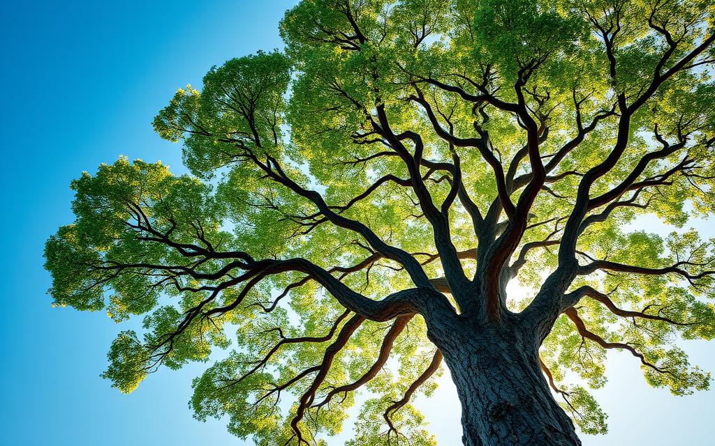 A towering, verdant tree with a rich, intricate structure rising majestically against a clear, azure sky. The branches spread out in a graceful, hierarchical arrangement, each limb springing forth with lush foliage in shades of vibrant green. Sunlight filters through the leaves, casting a warm, natural glow upon the scene. The trunk, sturdy and textured, anchors the tree firmly to the earth below. The composition captures the essence of a thriving, hierarchical system, with the tree's architecture mirroring the interconnected, branching nature of a hierarchical database model. A towering, verdant tree with a rich, intricate structure rising majestically against a clear, azure sky. The branches spread out in a graceful, hierarchical arrangement, each limb springing forth with lush foliage in shades of vibrant green. Sunlight filters through the leaves, casting a warm, natural glow upon the scene. The trunk, sturdy and textured, anchors the tree firmly to the earth below. The composition captures the essence of a thriving, hierarchical system, with the tree's architecture mirroring the interconnected, branching nature of a hierarchical database model.